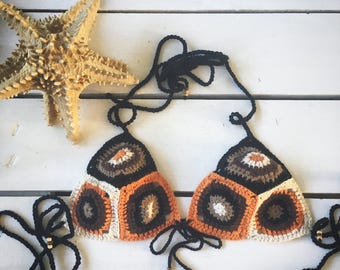 Crochet bohemian bikini top