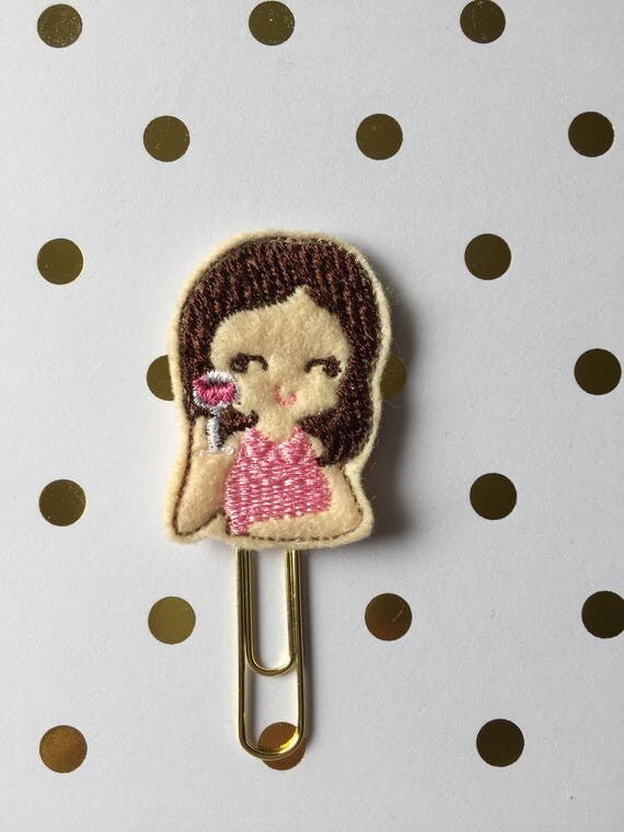 Girl With Wine planner Clip/Planner Clip/Bookmark. Wine Planner clip. Wino planner clip. Girl planner clip