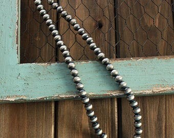native american jewelry,native american sterling beads,native american beads,native american silver bead necklaces, Navajo Silver Necklace