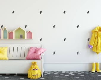 Lightning Wall Decals, Room Stickers, Lightning Wall Stickers, Lightning Pattern, Room Decal, Vinyl Decal, Pattern Wall Stickers, Set of 40