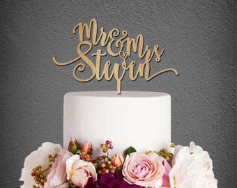 Wedding Cake Topper,Mr and Mrs Cake Topper,Wood Cake Topper,Custom Cake Topper,Wedding Decoration,Last Name Cake Topper C216