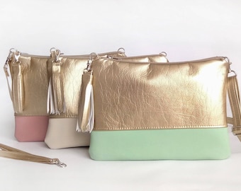 Chic Purse Gift for her Crossbody bags Gold Girlfriend gift Tassel Hadbags Clutch purse Bags For women Metallic