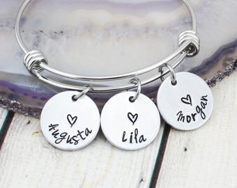 Custom Name Bracelet for Mom - Mom Bracelet with Kids Names - Personalized Bracelet for Women - Personalized Jewelry - Hand Stamped Jewelry