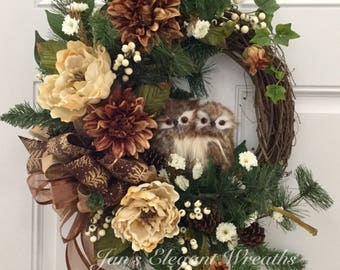 Christmas Wreath Owl Wreath Burlap Owl Wreath Burlap Color