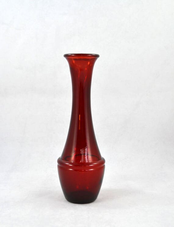 Vintage Ruby Red Glass Bud Vase