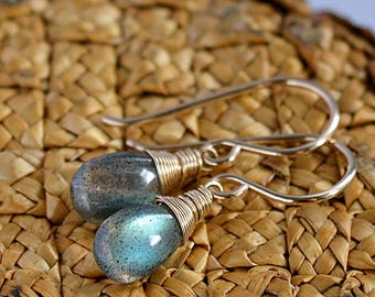Labradorite Earrings, Simple Dangle earrings, Leverback Earrings, Gemstone Earrings in 14K Gold Filled, Rose Gold Filled, Sterling Silver
