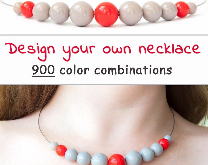 Design your own necklace online, Multi colored necklace, Bridal party jewelry set, Design your own jewelry, Big beaded necklace
