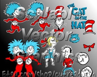 Cat In The Hat - Dr Seuss - 11 Vector Designs - Cut Files - SVG / DXF / EPS