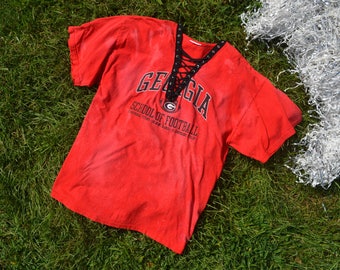 Custom Handmade Georgia Bulldogs Lace Up Tee