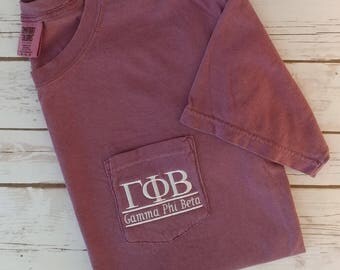 Sorority shirts, Gamma Phi Beta, Big Little, Sorority T Shirt, Greek Letter shirt, Pocket T, Monogrammed Pocket T, Personalized T Shirt