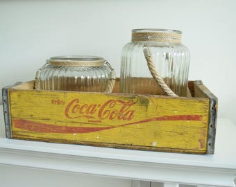 Yellow Coca Cola Crate - Coca Cola Wooden Crate - Rustic Wooden Crate - Coca Cola Advertising - Vintage Wooden Crate - Vintage Coca Cola