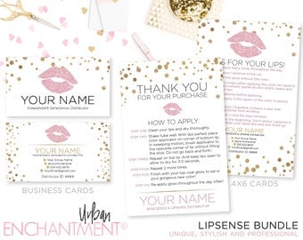 Custom LipSense Business Cards - White Confetti - Senegence - Lip Sense Business Card