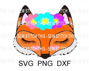 Fox svg, Baby fox svg, Woodland svg, Woodland animal, Baby svg, Birthday fox svg, Fox with eyelashes, Fox with flowers, Woods svg, Fox face
