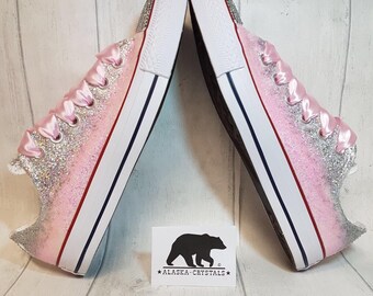 Fully customizable Glitter Converse, wedding converse, crystal converse, Swarovski converse, pink converse, quinceanera, prom shoes, bridal