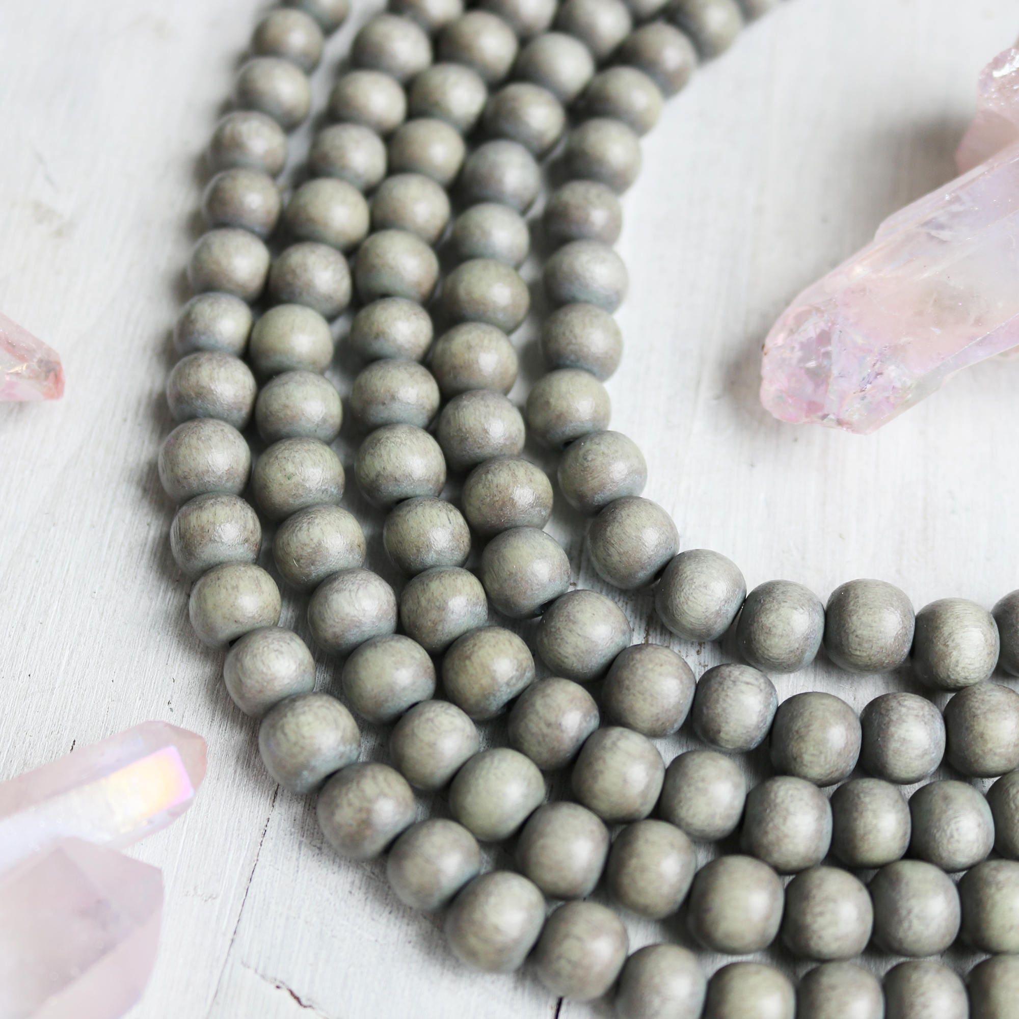 Light Gray Beads, Wood Beads, Gray Beads, Gray Wood Beads, 8mm Wood