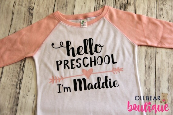 Personalized Back to School Shirt First Day of Preschool