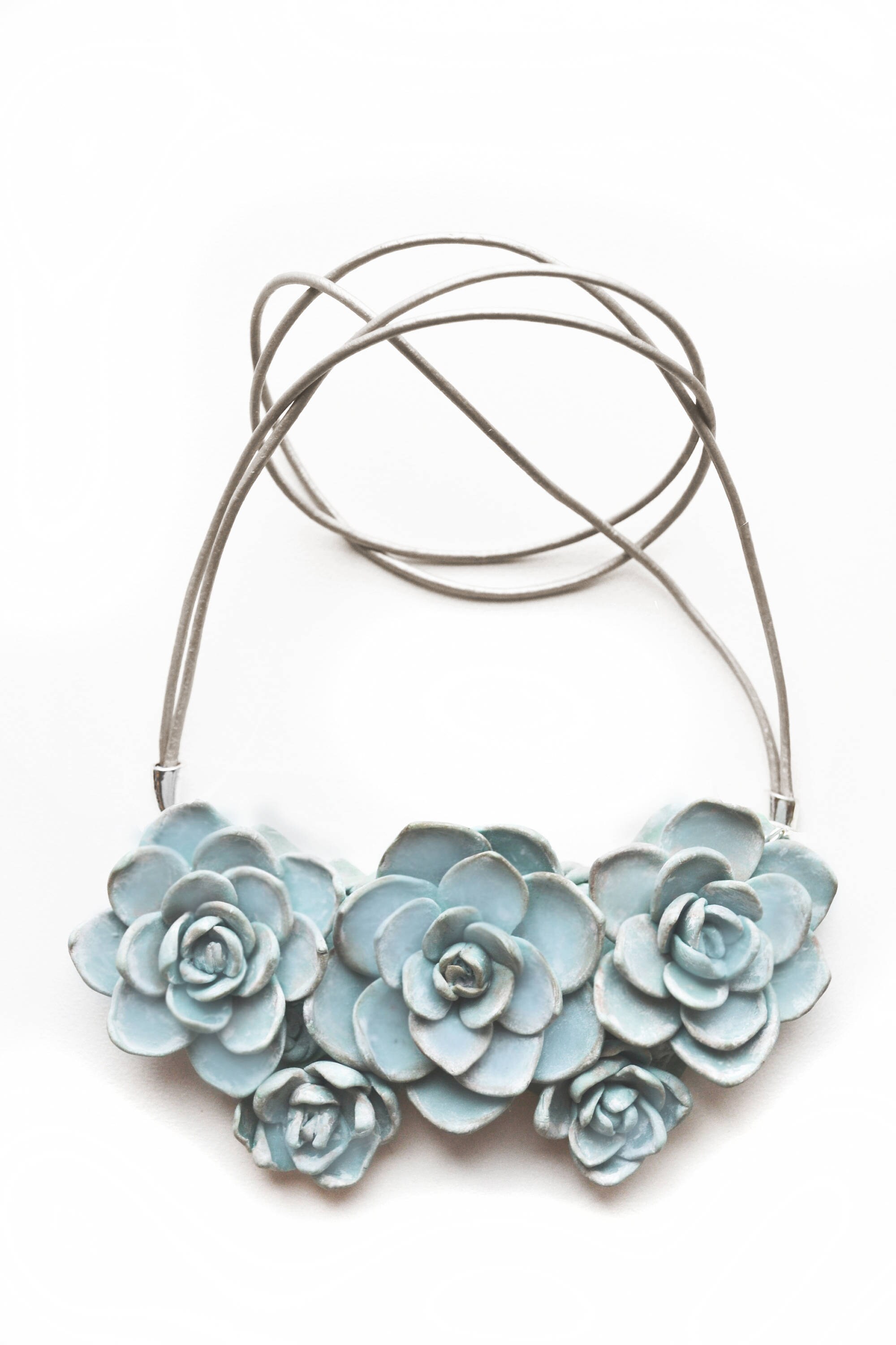 Succulent necklace Cacti Chunky Bib Flower Necklace Succulent