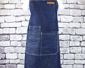 CHEF BBQ Blue Denim Apron| BBQ Apron| Barista Apron| Kitchen Apron | Apron for Men| Apron for Women| Jeans Apron For Cafe- U3009