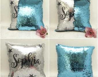 Personalized Mermaid Sequin Pillow Case, Mermaid Pillow Cover, Personalized Pillow, Sequin Pillow, Two Tone Pillow, Pillowcase Only