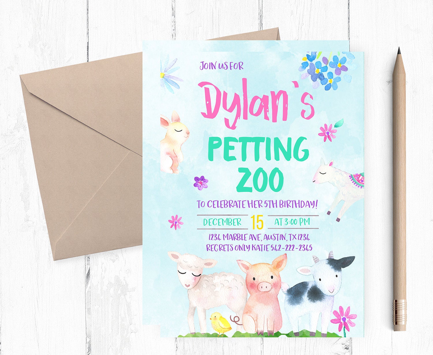 Petting Zoo Themed Birthday Party Invitations 9