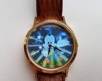 Mickey Mouse Hologram Lorus Watch with Leather Band