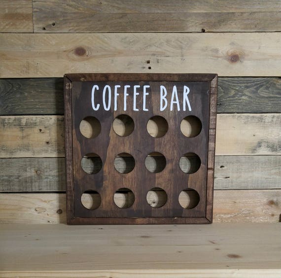 Rustic Wood Coffee Pod Storage K Cup Holder Coffee Station