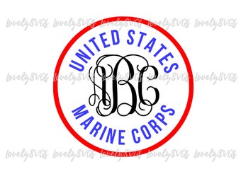 Instant Download SVG Studio3 - Marine Corps Monogram Frame Circle - PDF Jpeg - Silhouette Cricut