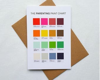 The Parenting Paint Chart, new baby card, funny baby shower card, parenting, new parent card, funny baby card alternative new baby card