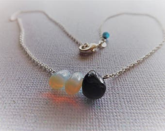 Opal choker necklace, wife white jewelry, moonstone necklace, opal chain necklace, opal dainty necklace, thin necklace choker, opal choker