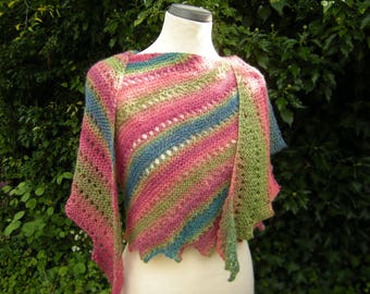 Knitted shawl pattern Chevron Lace Stole scarf wedding white