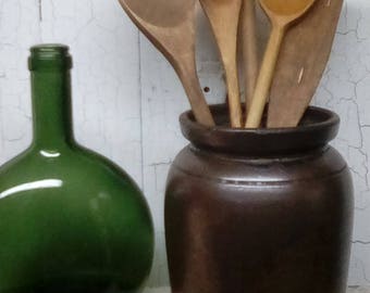 Collection of Wooden Spoons Waxed For Primitive Farmhouse Kitchen Decor - Five Piece Wooden Primitive Spoons Kitchen Utensils - Wooden Spoon