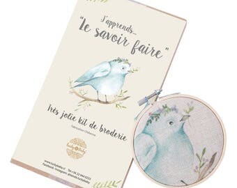 Bird Embroidery Kit, Embroidery Kit, kit tutorial, beginner embroidery, stitch sampler, bird, illustration, diy home decor, craft
