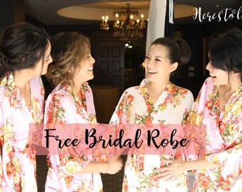 Set of 8, Bridesmaid robes, floral bridesmaid robes, floral robe, bridesmaid pajama set, satin robe, , Christmas Gifts, CHRISTMAS SALES!