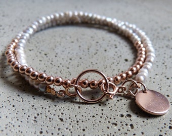 Freshwater pearls and gold filled Beads Bracelet