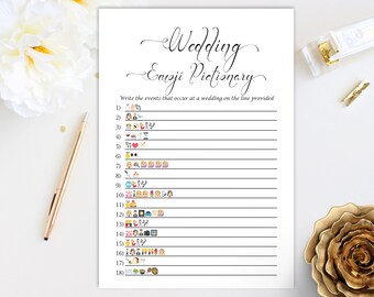 Emoji Wedding Game, Wedding Events Emoji PIctionary, Bridal Shower Game, Printable Game, 110B