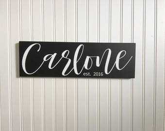 Name Wood Sign, Last Name Wood Sign, Family Name Wood Sign, Custom Wedding Gift, Family Established Sign, Housewarming Gift, 5.5x18