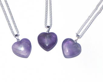 Amethyst Heart Necklace, Amethyst Crystal Necklace, Amethyst Necklace, Amethyst Crystal Pendant, Heart Necklace, Amethyst Crystal Heart