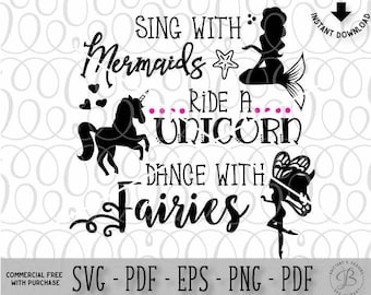 Mermaid svg, Unicorn svg, Fairy Svg, Quote svg, Girl svg, magical svg, svg files for cricut, svg files
