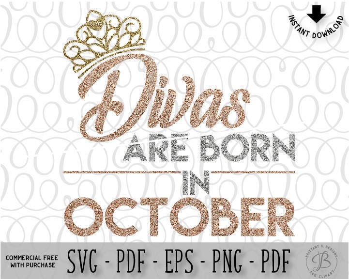 Download October SVG Birthday SVG Birthday cut file October Diva