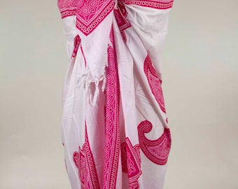 Sarong, Beach Pareo, Red Mandala Pareo, Large Sarong, Beach Accessory, For Women, Gift for her, Soft Pareo