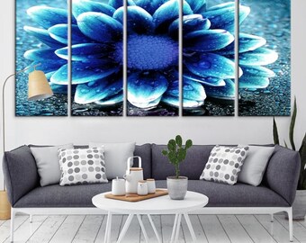 Blue flower wall art | Etsy