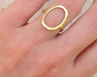 Halloween Sale -Gold Circle Ring - Gold Ring - Large Circle Ring