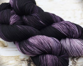 Hand dyed yarn, hand dyed fingering yarn, hand dyed sock yarn, kettle dyed yarn, tonal yarn, Eldritch