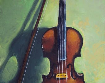 violin reflection painting