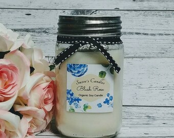 Soy Candle - 16oz soy candle - Rose Scented Candle - Jar Scented Candles - Mason Jar Candle - Large Candle Gift - Soy Candle Handmade