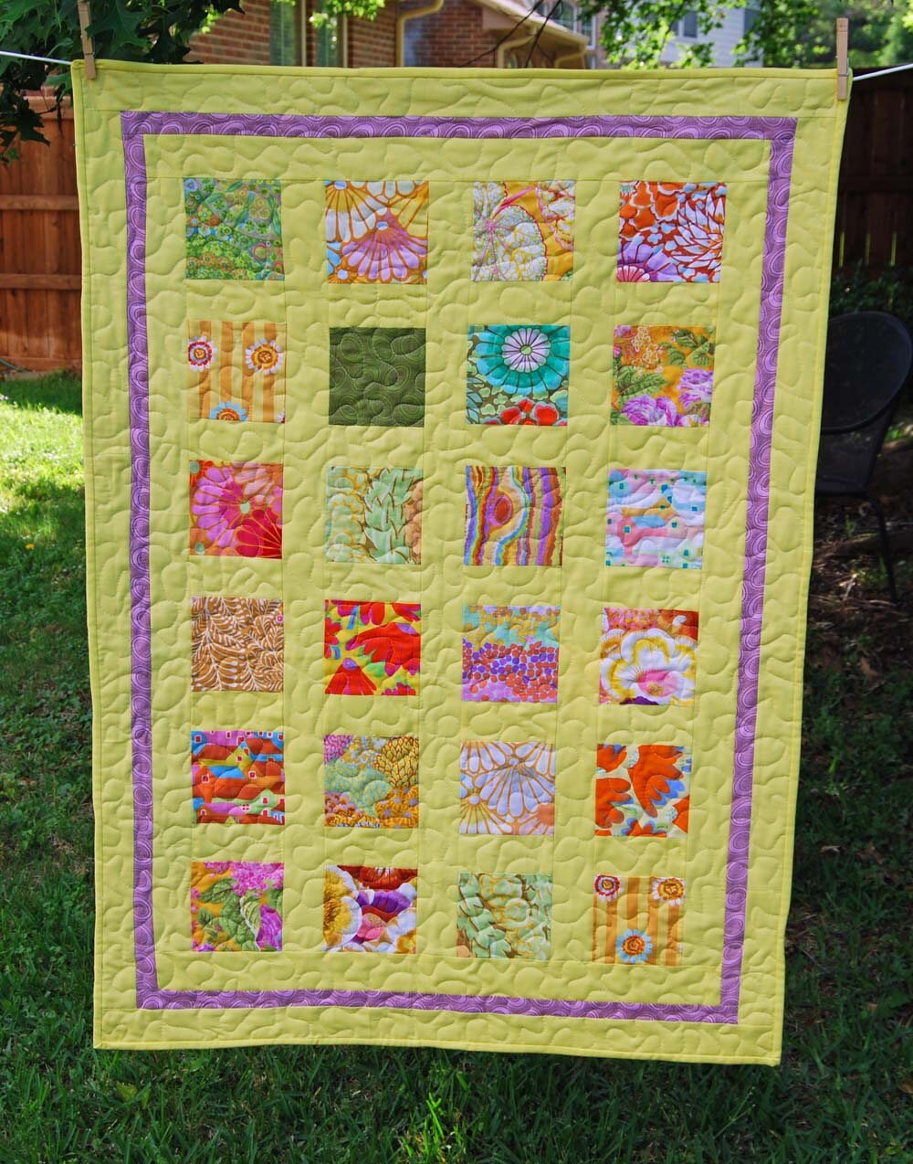 Bright Yellow Baby Quilt baby girl handmade quilt