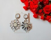 New gorgeous bib statment earrings in silver color, gift for her, gift for wife, statement earrings, anniversary, weddings, summer jewelry