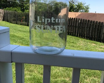 70s-80s Vintage Lipton Sun Tea Jar w/ ORIGINAL White Metal Lid