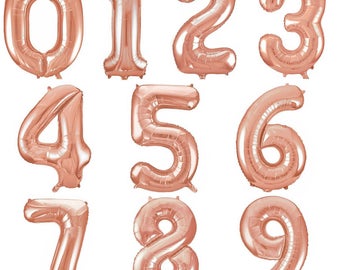 16 inch ROSE GOLD NUMBER Foil Balloon - Age Birthday Anniversary Party Air Filled Mylar Balloons Wedding Decoration Event Baby Shower -
