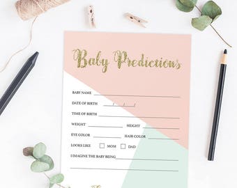 Predictions For Baby Printable Baby Shower Cards in Yellow